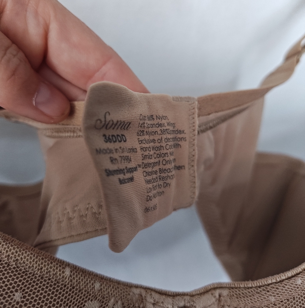 Soma Bra Stunning Support Balconette Tan Beige Contour Foam Cups Underwire 36DDD - Picture 6 of 7